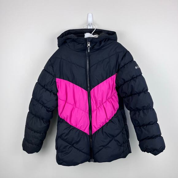 Columbia Arctic Blast Winter Jacket Girl's Black Pink Small 7/8 - Picture 1 of 12